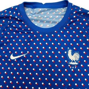 Nike France Pre match Royal Blue Long Sleeve Shirt with Red and White Dot Motif